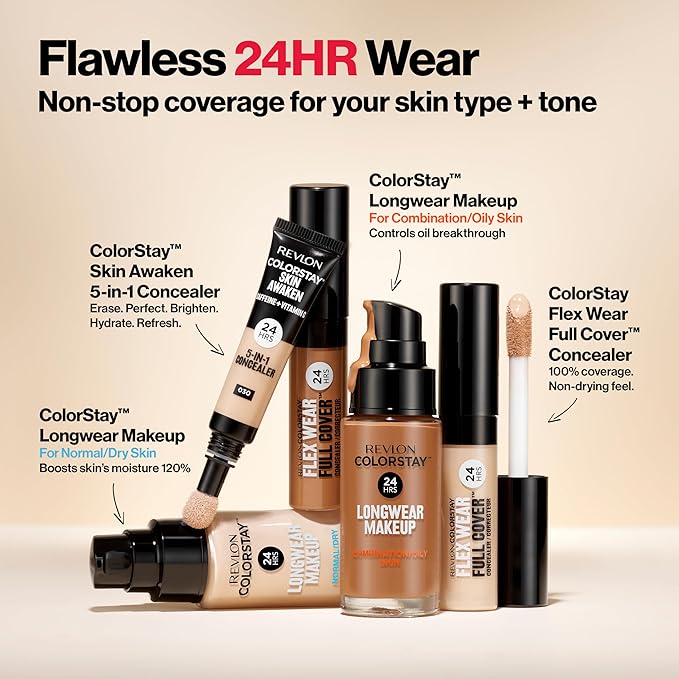 Revlon Liquid Foundation, ColorStay Face Makeup for Combination & Oily Skin, SPF 15, Medium-Full Coverage with Matte Finish, Chestnut (270), 1.0 oz