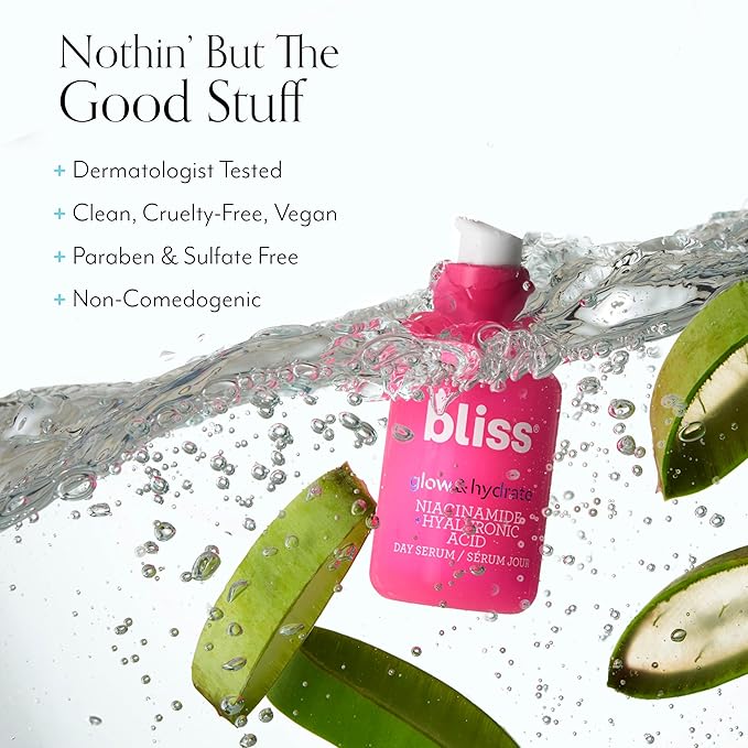 Bliss Glow & Hydrate Niacinamide Serum | 5% Niacinamide + Hyaluronic Acid + Antioxidants | Clinically Balanced for Brighter, Smoother, Hydrated Skin |Clean, Vegan & Cruelty-Free | 1 Fl Oz