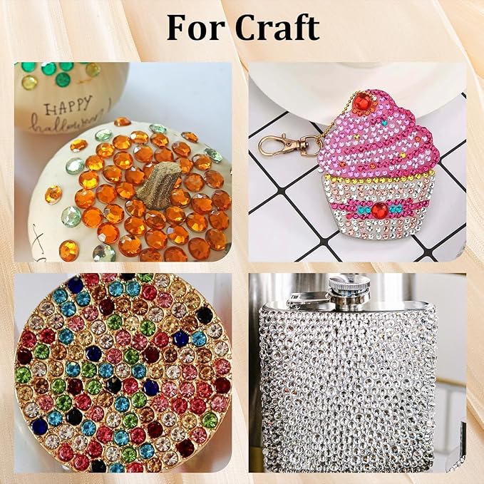 Colorful Face Gems for Makeup Set, Flatback Gorgeous Glass AB Gems+Mixed-Colored Crystals with Picker Pencil, Makeup Glue, Dual-End Dotting Tool, Tweezer for Eye Body Hair Make-up and Nail Art Deco