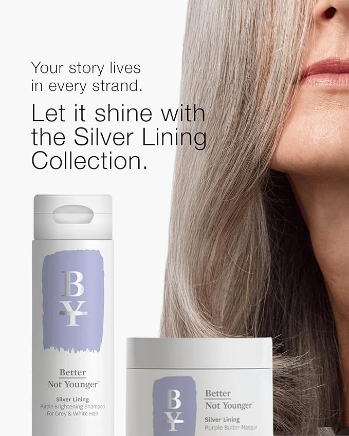 Better Not Younger Silver Lining Purple Hair Mask for Women 40+ – Deep Conditioning Treatment for Gray, Silver & Blonde Hair - Butter Mask with Plant-Based Oils – Hydrates & Neutralizes Brassiness