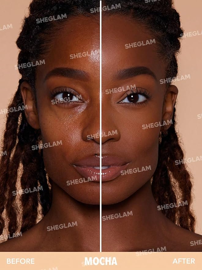 SHEGLAM SKin-Focus Full Coverage Powder Foundation Oil-Control Lightweight Face Pressed Powder Makeup-Earth