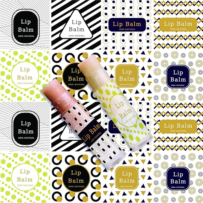 CRASPIRE Lip Balm Labels 80pcs Homemade Lip Balm Labels 2” Clear Lip Balm Labels for Tubes Printable Waterproof Lip Balm Stickers Labels for Lip Balm Handcream Candle Container（Geometry）