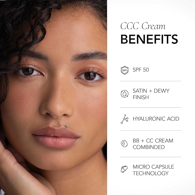 CLE Cosmetics CCC Cream (Olive Medium Deep 406 / SPF 50) - Color Correcting CC Cream with Sunscreen - Lightweight, Hydrating, Light to Medium Coverage Foundation - BB & CC Hybrid - 1 fl oz