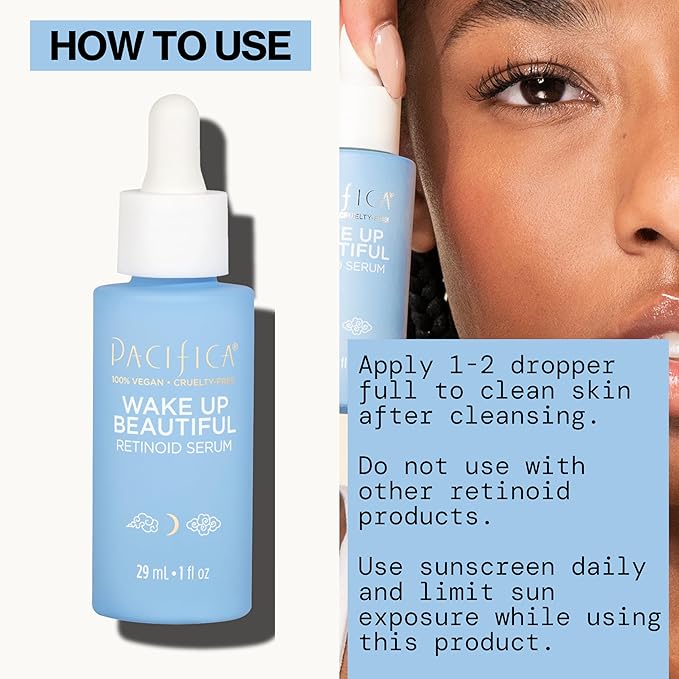 Pacifica Retinol Serum for Face - Wake Up Beautiful Retinoid Night Face Serum - Anti-Aging Skin Care & Skin Brightening - Retinol, Collagen & Antioxidants Vegan & Cruelty-Free Dermatologist Tested
