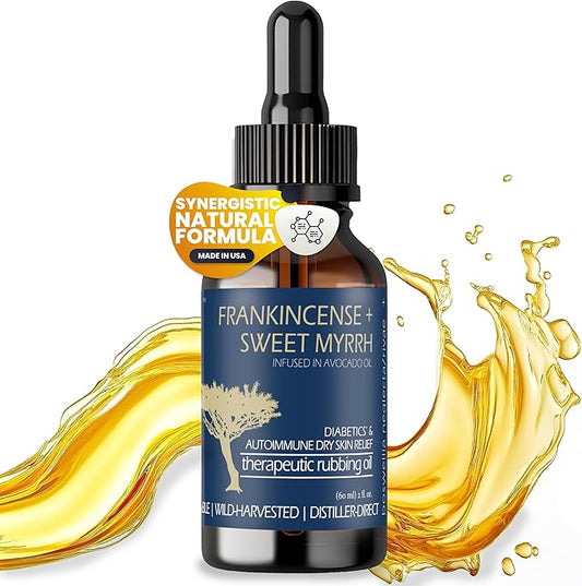 BALM OF GILEAD Neuropathy Frankincense & Sweet Myrrh Therapeutic Rubbing Oil - Instant Diabetic's & Autoimmune Dry Skin Relief & Repair, 2 fl oz