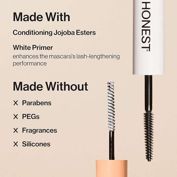 Honest Beauty 2-in-1 Extreme Length Clean Mascara + Lash Primer | Lengthening + Volumizing | EWG Verified + Cruelty Free | Black, .27 fl oz