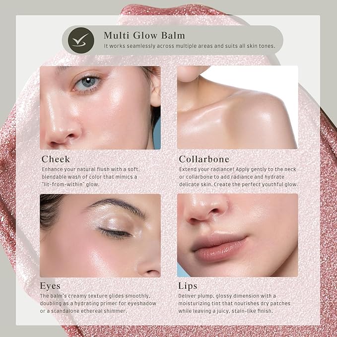 Multi Glow Balm, Cream Blush for Cheeks, Blush Balm Face Makeup, Radiant Finish, Hydrating, Creamy, Lightweight & Blendable Color, Face Balm, 0.63 Oz (Nude Gardenia)