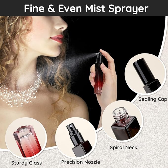 Segbeauty 5 Packs Perfume Bottles Empty, 10ML Refillable Portable Cologne Sprayer, Glass Spray Bottles for Dispensing Liquid Cosmetic, Mini Travel Size Perfume Atomizer Sample Container for Frangrance