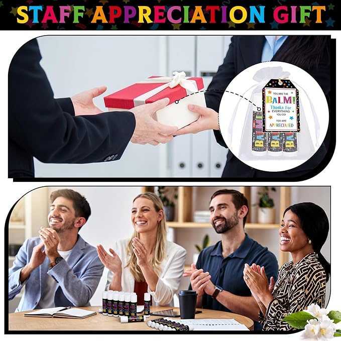 100 Pack Employee Appreciation Gifts Bulk Lip Balms Favors Bulk Small Thank You Gifts Team Appreciation Inspirational Gifts for Women Men Coworkers Staff Teachers Nurses