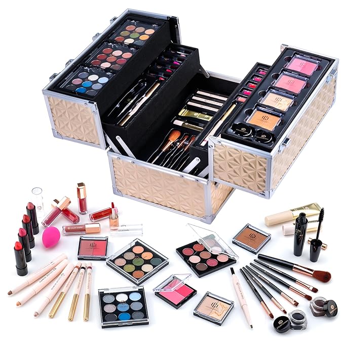 Color Nymph Professional Makeup Kits For Girls, Teenage Girls Makeup Kit with Storage Case Make Up Kit For Women Cosmetics Full Kit, Individual Packing Eyeshadow Blush Lipstick Mascara etc -Gold