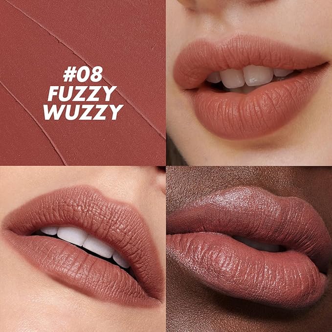 FOCALLURE Ultra Chic Matte Lipstick,Rich Vitamin E Lip Crayon,Lightweight Matte Color without Drying or Fading,Long Lasting Waterproof Lips Makeup,FUZZY WUZZY