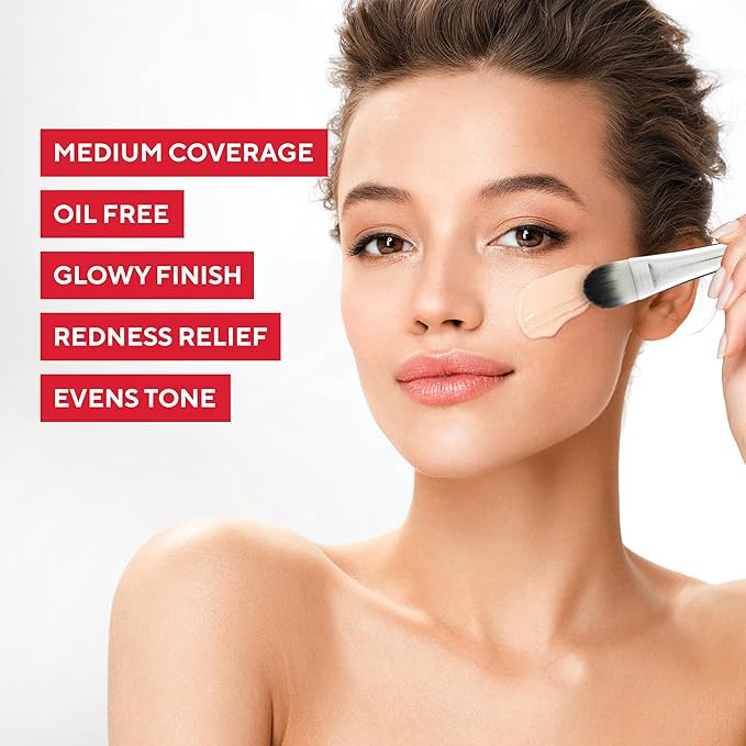 Mirabella Skin Tint Creme Liquid Foundation Makeup, Oil-Free Mineral Foundation for Medium Coverage - w/Hyaluronic Acid, Squalane, & Allantoin for All Skin Types - IIW Warm