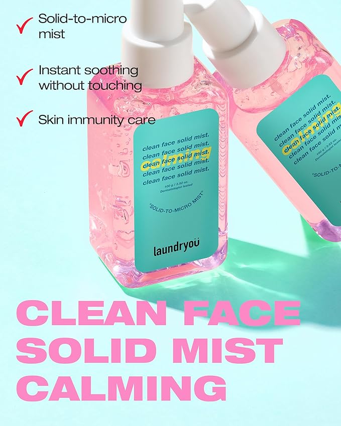 Clean Face Solid Mist - Calming, Hydrating, and Moisturizing Gel-To-Mist Dermatologist Tested Hypoallergenic Facial Spray for Redness Relief and Soothing Irritated Skin - (3.38 fl. oz.)