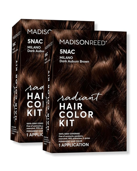 Madison Reed Radiant Hair Color Kit | 5NAC Dark Chocolate Brown (Milano Brown) for 100% Gray Hair Coverage | Salon Quality Permanent Hair Dye | PPD-Free & Ammonia-Free | (Packaging May Vary) 2 Pack