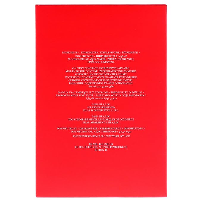 FILA RED Fragrance for Men - Eau de Toilette Spray with Notes of Bergamot, Jasmine, Nutmeg, Sandalwood, and More - Sport-Inpired Scent for Day or Night - 3.4 oz.