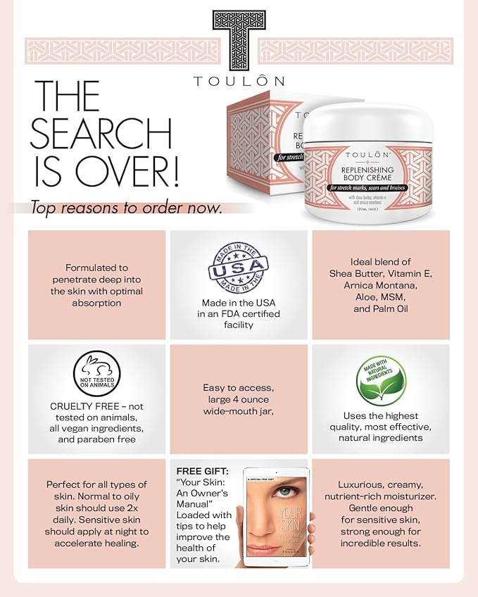 Bruise Cream with Arnica Montana, Shea Butter & Vitamin E: Repair Bruises, Stretch Marks Cream & Scars: 4 oz. For Women and Men