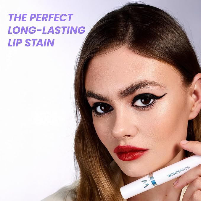Wonderskin Wonder Blading Lip Stain Peel Off Masque - Long Lasting, Waterproof and Transfer Proof Red Lip Tint, Matte Finish Peel Off Lip Stain (Playful Stain & Go Masque)