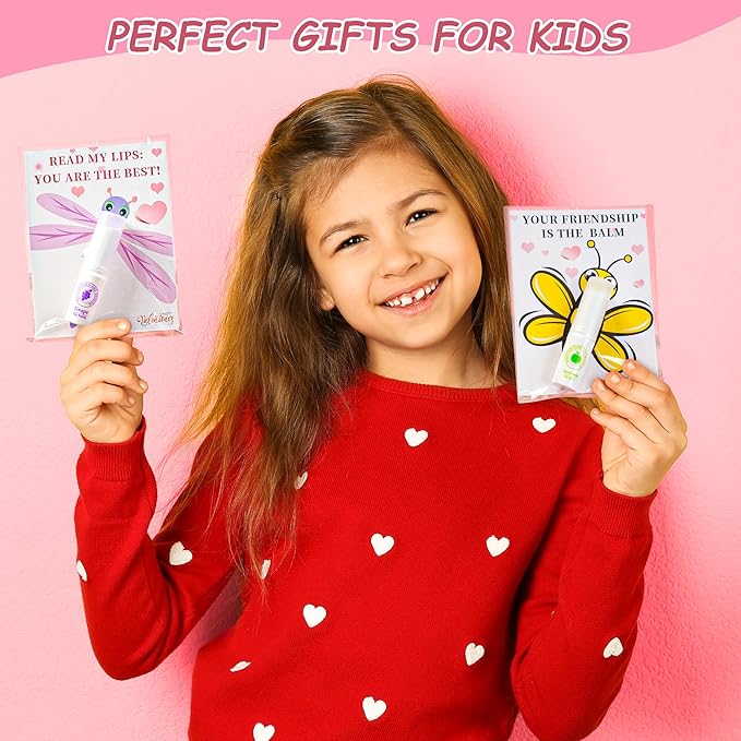 24 Pack Valentines Day Gifts for Kids lip balm bulk,chapstick bulk,party favors for kids boys girls,Natural Moisturizing Lip Balm for dry cracked lips,goody bag filler,Wedding Gifts