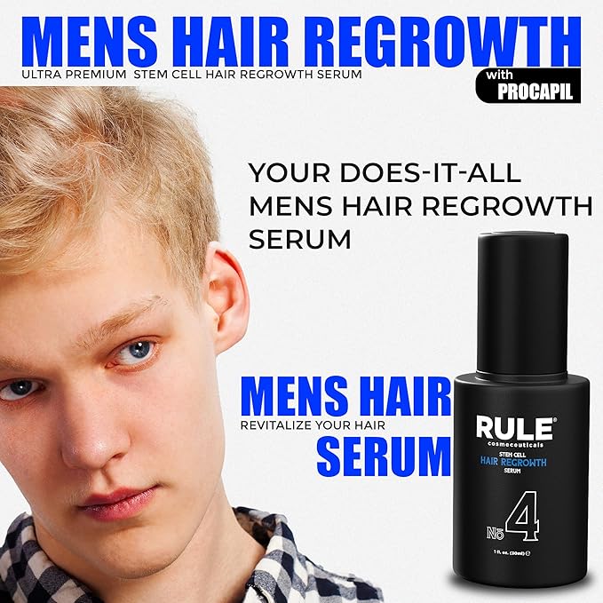 RULE No.4 Stem Cell Hair Growth Serum, Natural Oil with Biotin, Castor Oil & DHT Blocker Saw Palmetto for Thicker Fuller Longer Hair Regrowth, Scalp Serum Hair Loss Treatments for Men & Women