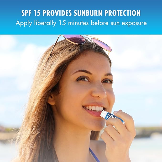 Mentholatum Natural Ice Cherry Flavor Medicated Lip Balm, Hydrating Lip Care for Dry, Chapped Lips, Moisturizing Formula with SPF 15 Helps Prevent Sunburn, Protection for Smooth, Soft Lips 48 Count