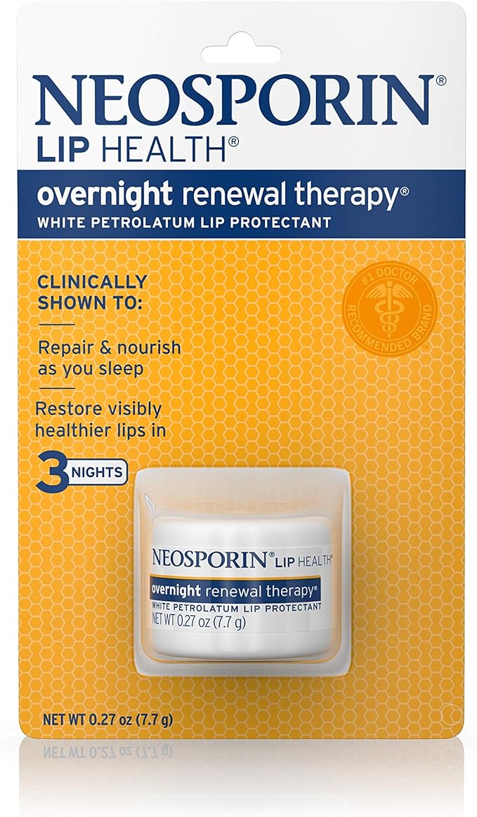 Neosporin Lip Health Overnight Healthy Lips Renewal Therapy Petrolatum Lip Protectant, 0.27oz. (Pack of 2)