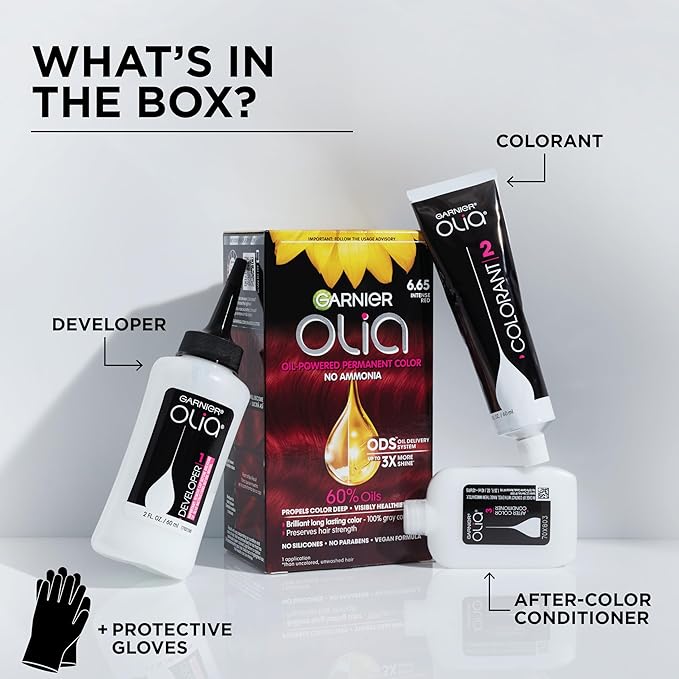 Garnier Hair Color Olia Ammonia-Free Brilliant Color Oil-Rich Permanent Hair Dye, 6.3 Light Golden Brown, 1 Count (Packaging May Vary)