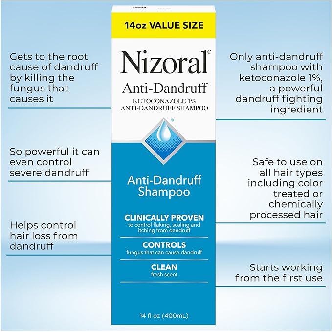 Nizoral Anti-Dandruff Shampoo with 1% Ketoconazole, Fresh Scent, 14 Fl Oz
