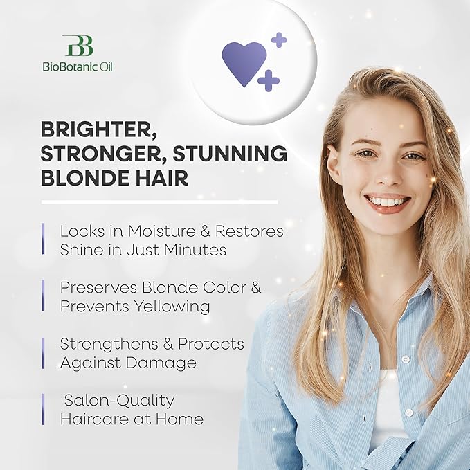 Bio Botanic Oil Hair Mask for Blonde & Bleached Hair | Deep Hydration & Anti-Brass Treatment | Enriched with Organic Wheat Germ & Obliphica Oil | Blue Pigment Formula | SLS-Free, Paraben-Free | 250ml