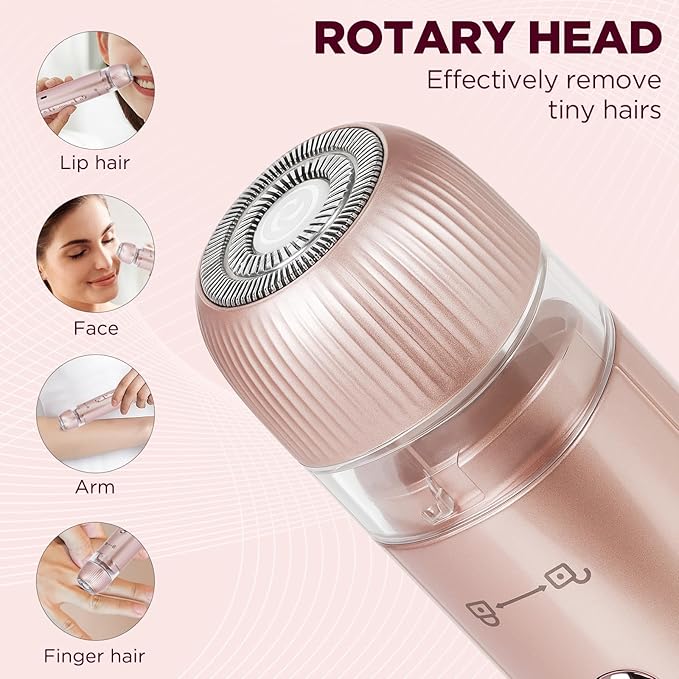 2 in 1 Women Electric Shaver, Dual Head Bikini Trimmer for Women IPX7 Waterproof Wet & Dry Use Electric Razors with Dual Heads Rechargeable Lady Trimmer for Bikini Underarm Leg Arm Body Face