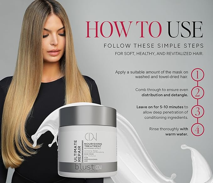 Ultimate Repair Mask with Collagen & Keratin for Damaged Hair - Hydration Deep Treatment for Dry Hair - Frizz Control & Nourishment Mask with Bamboo & Avocado Oil 500Ml