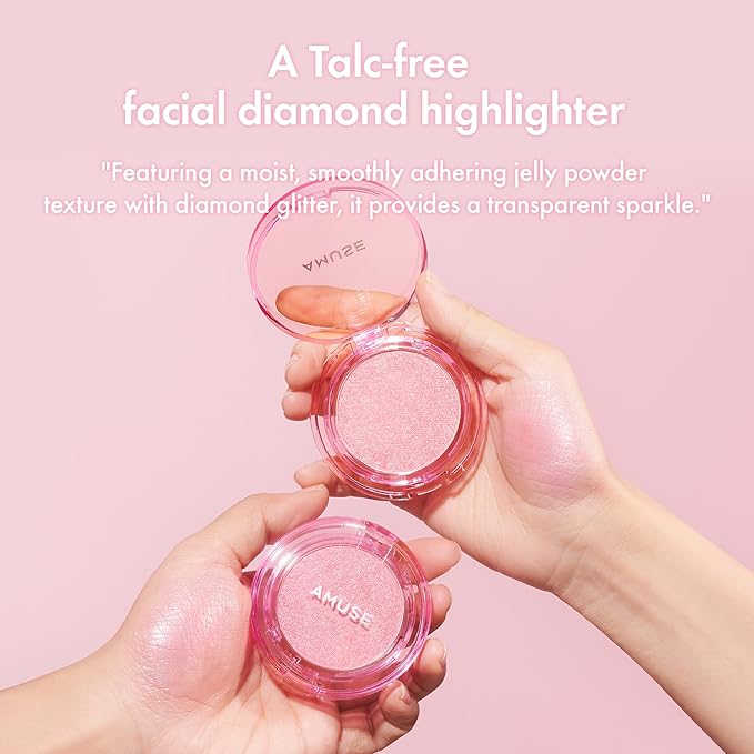 Amuse SEOUL Face Diamond Pink Diamond Highlighter | High Glossy Face Illuminator Highlighting Powder, Highlighter Makeup, Shimmer Glow, Rose & Gold Glow Highlighter, Cruelty-Free & Vegan (4.7g)