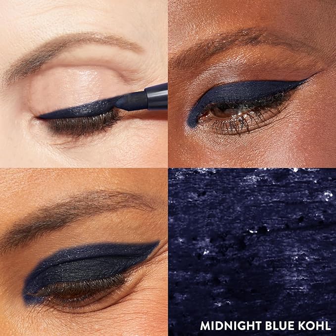 LAURA GELLER NEW YORK Kajal Longwear Kohl Eyeliner Pencil - Midnight Blue Kohl - Caffeine and Vitamin E - Smooth & Blendable Liner - Built-In Sharpener