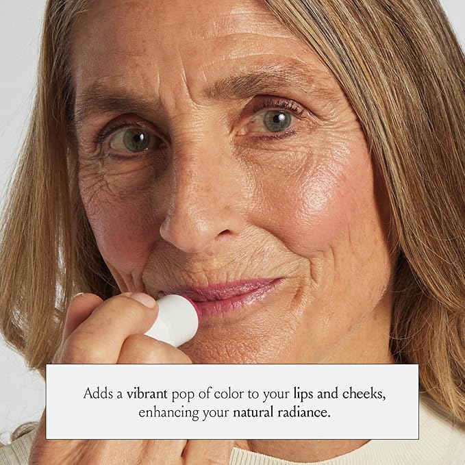 BOOM! by Cindy Joseph Boomstick Creamy Blush Stick and Lipstick - Long Wearing Blendable and Buildable Color - Vegan Multistick for Cheeks & Lips for Older Women & Mature Skin - Peony Pink