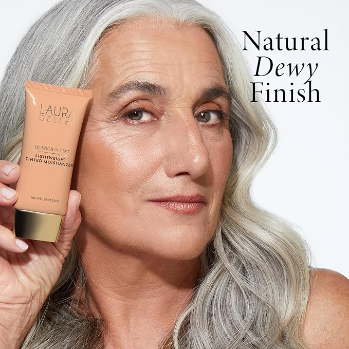 LAURA GELLER NEW YORK Quench-n-Tint Hydrating Foundation - Light - Sheer to Light Buildable Coverage - Natural Glow Finish - Lightweight Formula with Hyaluronic Acid