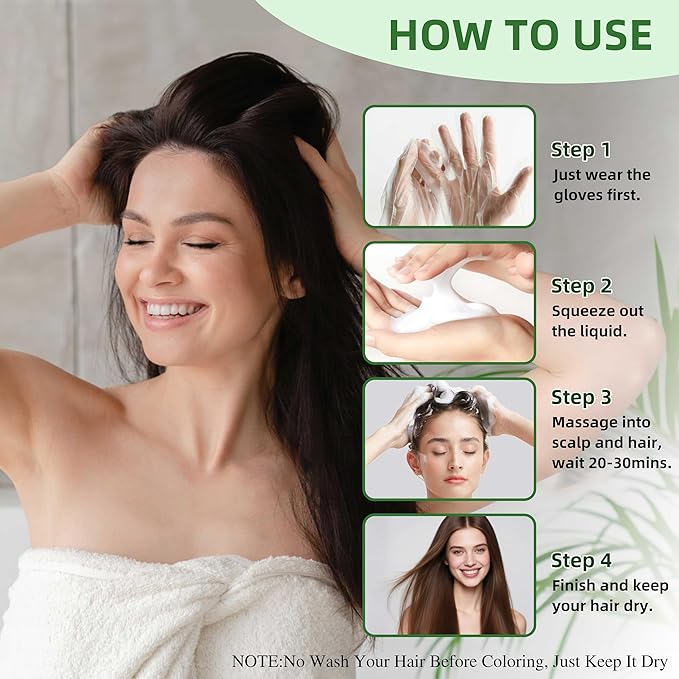 Black Hair Dye Shampoo 3 in 1 for Gray Hair Coverage Argan nut Natural Shampoo Black Hair Dye for Women & Men/Ammonia-Free 500ml