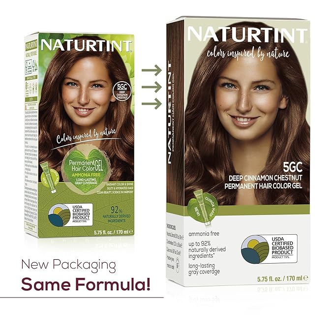 Naturtint 5GC Deep Cinnamon Chestnut Permanent Hair Color (Pack of 1), Ammonia Free, Vegan, Cruelty Free, up to 100% Gray Coverage, Long Lasting Results (Packaging may vary)