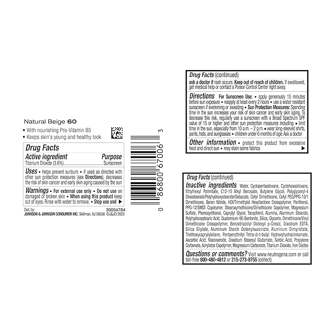 Neutrogena Healthy Skin Liquid Makeup Foundation,Broad Spectrum SPF 20 Sunscreen,Lightweight & Flawless Coverage Foundation with Antioxidant Vitamin E & Feverfew,Natural Beige,1 fl. oz (Pack of 1)