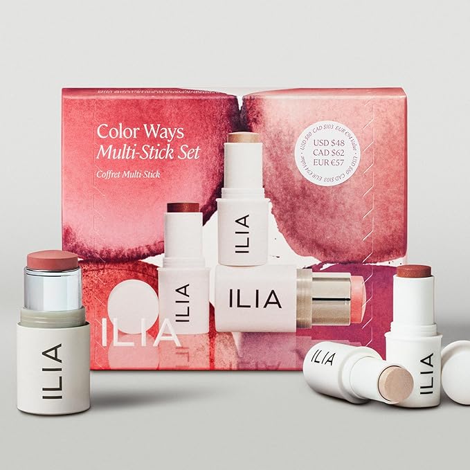 ILIA - Natural Color Ways Multi-Stick Set For Cheeks + Lips | Non-Toxic, Vegan, Cruelty-Free, Clean Makeup
