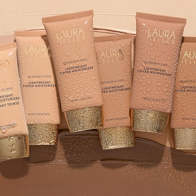 LAURA GELLER NEW YORK Quench-n-Tint Lightweight Tinted Moisturizer, Porcelain/Fair - Sheer to Light Buildable Coverage - Natural Glow Finish - Lightweight Formula - Hydratant Teinte
