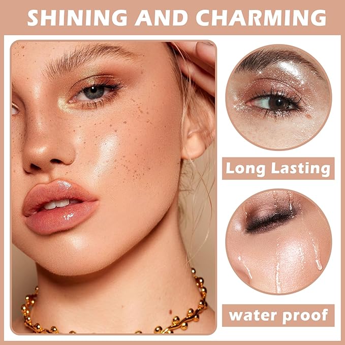 Body Hair Glitter Powder Highlighter Makeup Powder Polvo de Hadas Natural Enhance Facial Contours Lightweight Long-lasting Shimmer Face Body Makeup-Pearl White