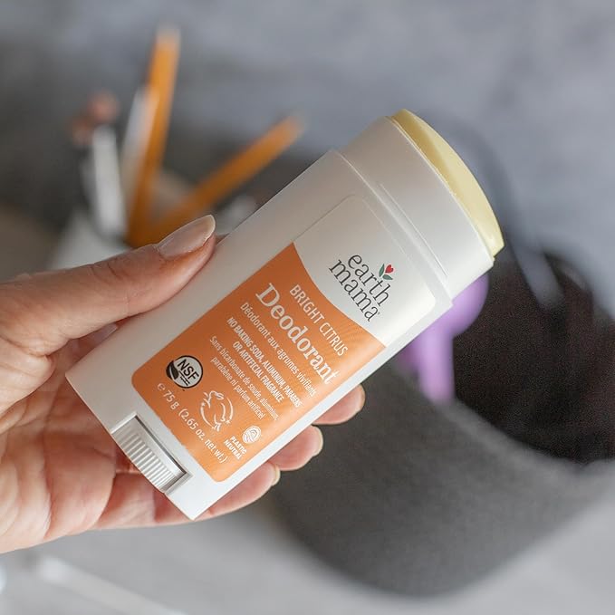 Earth Mama Bright Citrus Deodorant | Safe for Sensitive Skin, Pregnancy and Breastfeeding, Contains Organic Grapefruit and Calendula, No Baking Soda or Aluminum, 2.65-Ounce