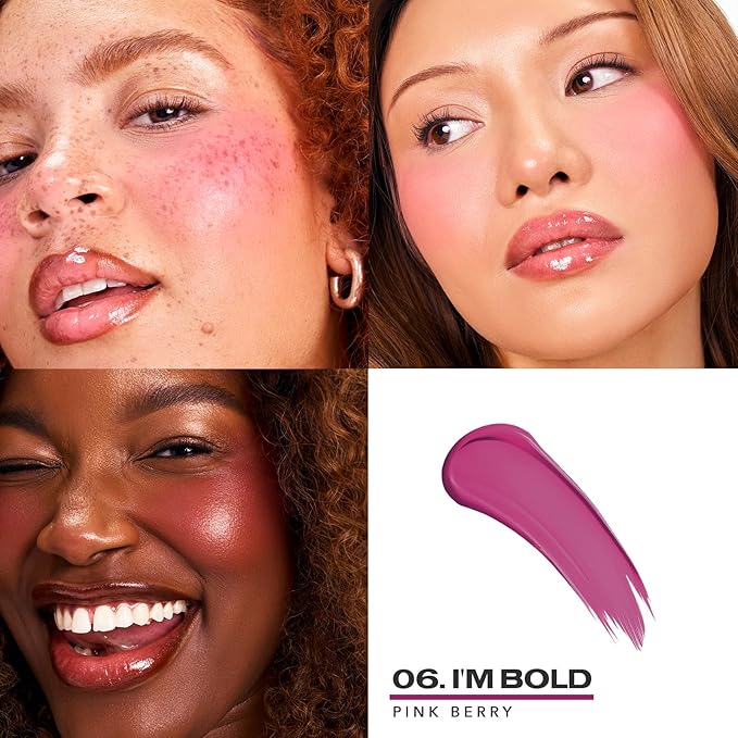 Sacheu Cheek STAY-N Liquid Blush for Cheeks — High Pigment, Buildable, Lightweight Cream Blush Infused With Squalane, for Dewy & Radiant Flushed Cheeks — Long-lasting & Cruelty Free, I'm Bold