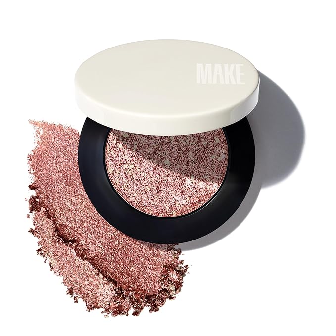 MAKE Beauty Multi-Chromatic Eye Shadow. Metal Reflecting Luminous Foil Finish Creamy, Buildable, Dimensional Long-wear, Crease-proof Powder Eyeshadow, Multichrome Shade - Blaze, Bronze