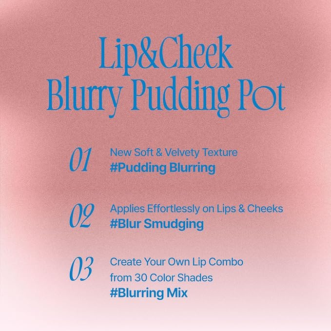 Lip&Cheek Blurry Pudding Pot | Faded Moment - Lyrics | Makeup Blush, Buildable Lightweight, Multi-Use Soft Matte Finish | 5g