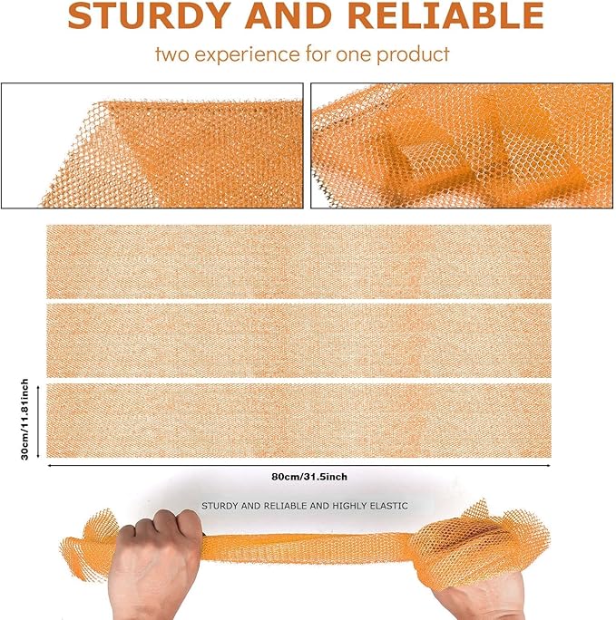 UJFQBH 3 Pieces African Bath Sponge African Net Long Net Bath Sponge Exfoliating Shower Body Scrubber Back Scrubber Skin Smoother,Great for Daily Use (Yellow,Yellow,Yellow)