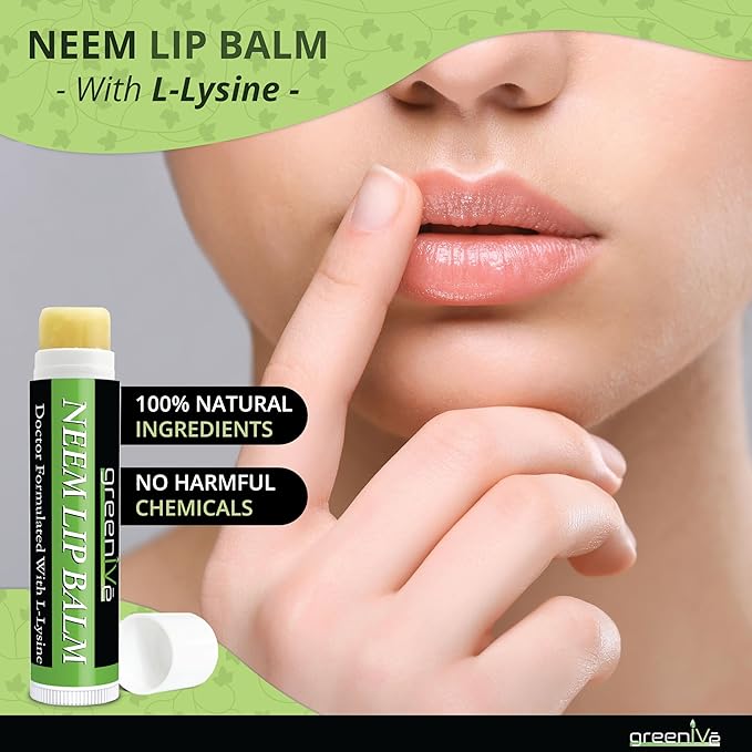 GreenIVe Neem Lip Balm, Vegan Lip Moisturizer with L-Lysine, Soothe and Soften (5)