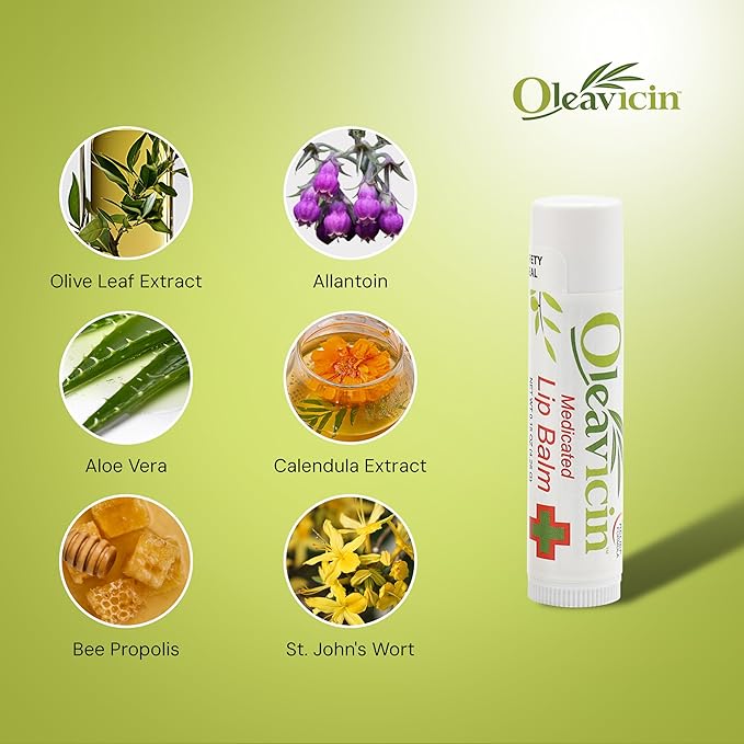Natural Lip Balm by Oleavicin | Dry Lip Relief | Patented Moisturizing Formula for Chapped Lips | Organic Olive Leaf Extract (3)