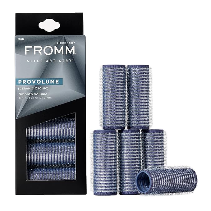 Fromm ProVolume .75" Self-Grip Ceramic Ionic Thermal Hair Rollers, 6 Count Small Salon Quality Hair Curlers for Short, Medium and Long Hair