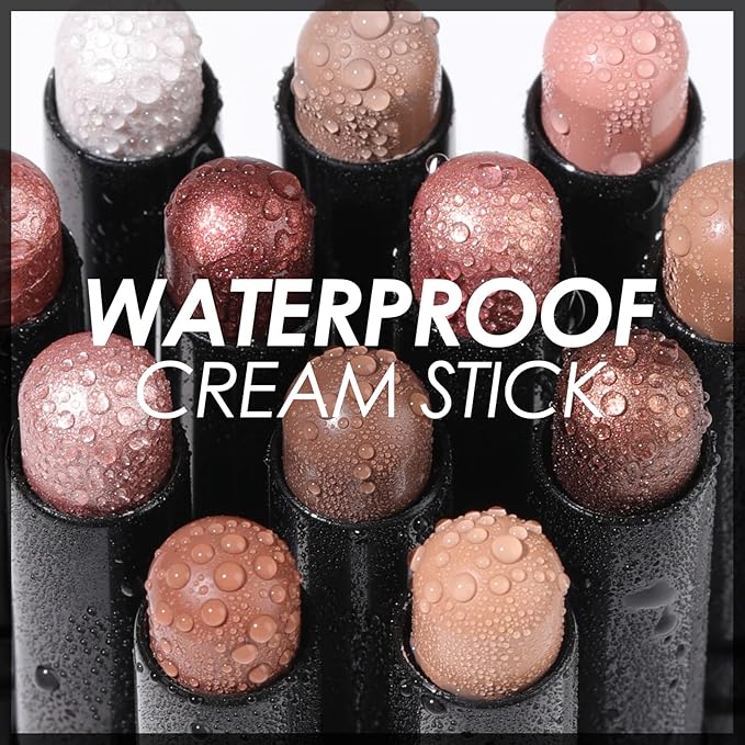 FOCALLURE Shimmer and Matte Cream Eyeshadow Stick,Smooth Brilliant Eye Brightener Pencil for Women,Long Lasting Waterproof Eye Shadow and Liners Makeup,Drink With Me