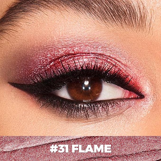 FOCALLURE Shimmer and Matte Cream Eyeshadow Stick,Smooth Brilliant Eye Brightener Pencil for Women,Long Lasting Waterproof Eye Shadow and Liners Makeup,FLAME